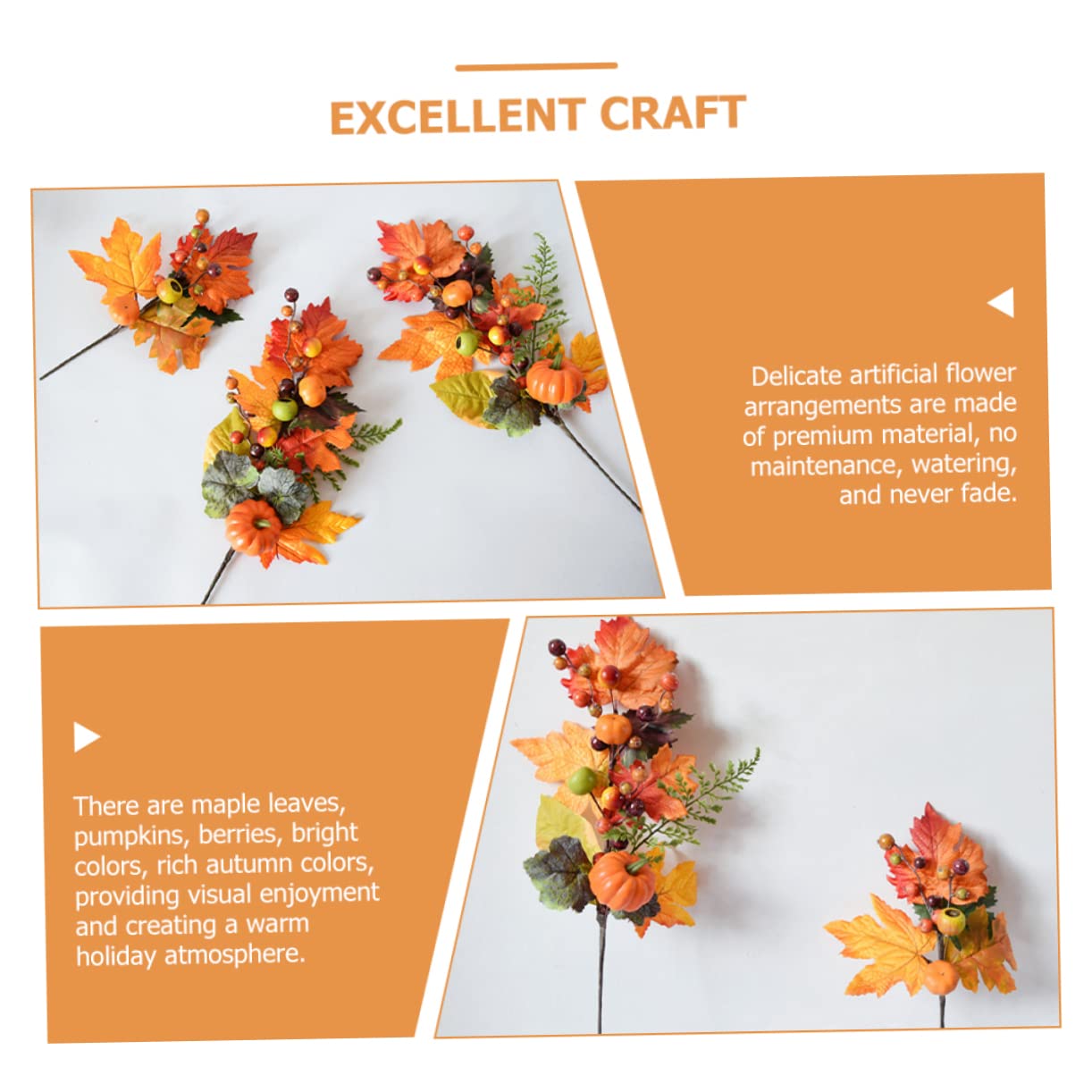 Alipis 8stücke Künstliche Herbstblätter Mit Kürbis Und Beeren Dekoration Für Erntedankfest Und Halloween Für Tischarrangements Und -Bouquets Herbstliche Atmosphäre Für Zuhause