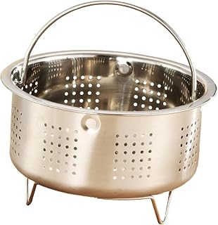 Food Steamer Veggie Steamer Basket Rice Cooking Steaming Bowl Stainless Steel Cooker Steaming Grid for Dumpling Egg Bun Pasta, Drain Holes, 13.8cmx8cm