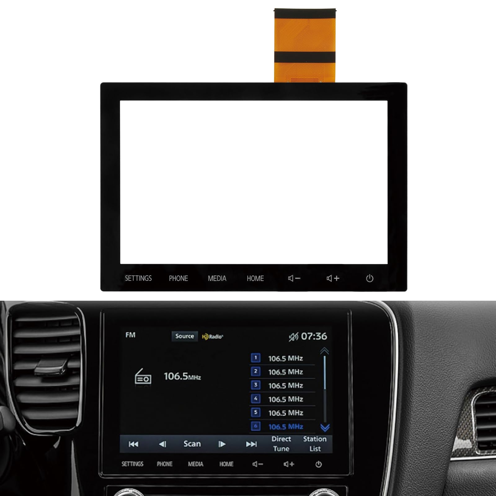 Pantalla táctil para Mitsubishi Outlander 2019-2022 8 pulgadas Digitizer para Mitsubishi Outlander 2019 2020 2021 2022 NAV 8740A098 8740A103 Panel táctil de cristal (negro, sin LCD)