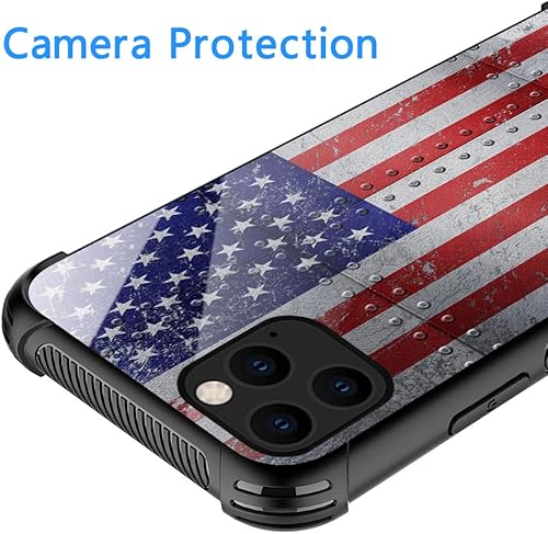 Miniatura 2 de TnXee Funda compatible con iPhone 11, diseño clásico de metal rojo y azul bandera estadounidense para iPhone 11 para hombres y mujeres, diseño de