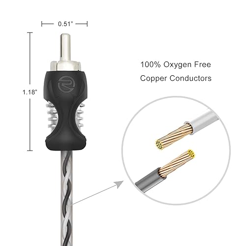 Miniatura 2 de RECOIL RCI417 100% cobre libre de oxígeno 17 pies 4 canales RCA cable de audio trenzado par con reducción de ruido, altavoz