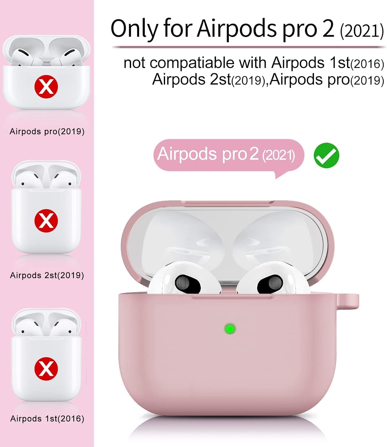 OULUOQI for AirPods 3 Case Cover (2021 Version), Soft Silicone Case with Fur Ball Keychain for Girl,Women, Shockproof Protective Cover for AirPods 3 gen Charging Case [Visible Front LED]-Light Pink