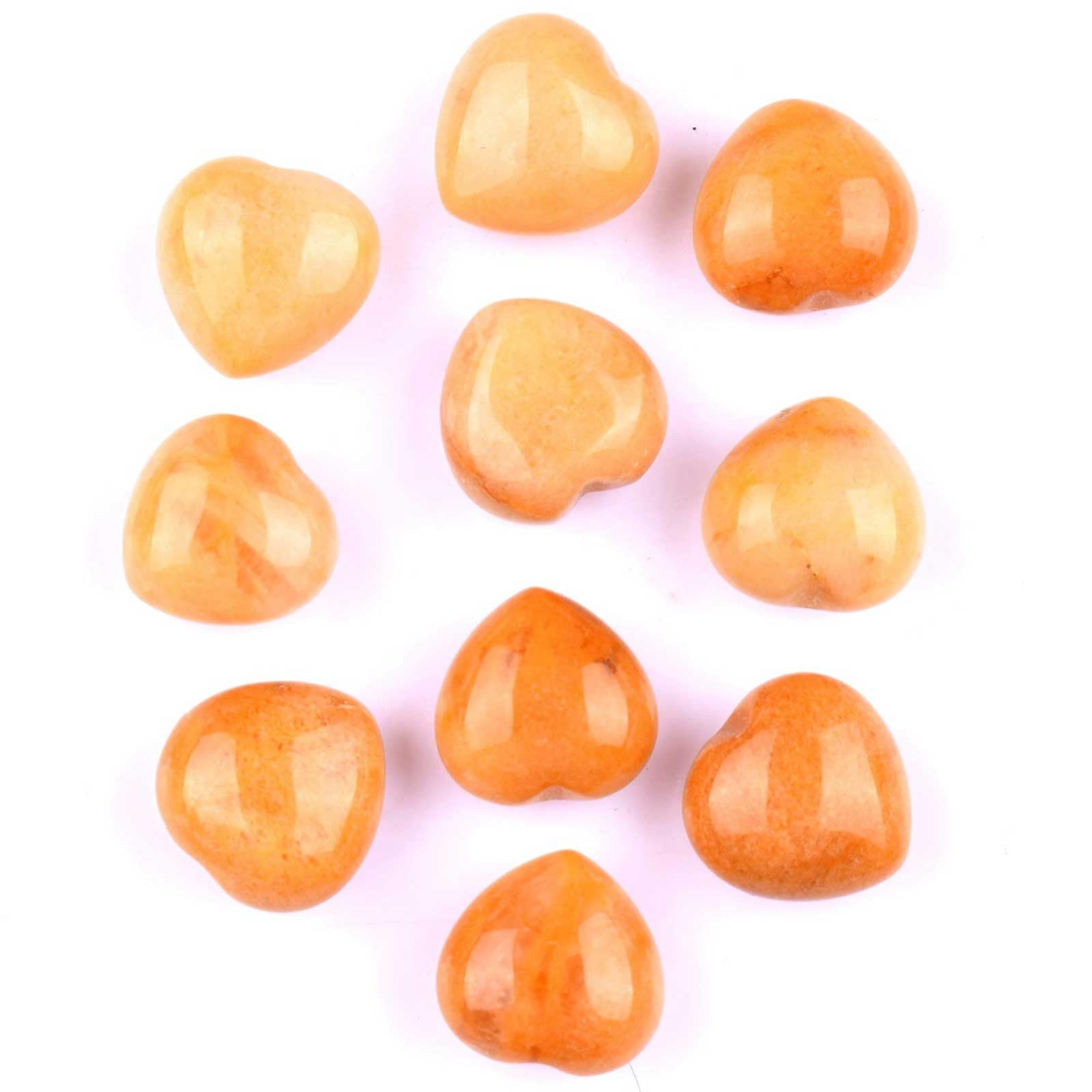 AGSHYWFT 20Pcs Healing Crystals and Heart Stones, 0.6" Crystal Heart Gemstone Polished Love Worry Stones Palm Pocket Stone for Reiki Meditation & Feng Shui Home Decor,Topaz