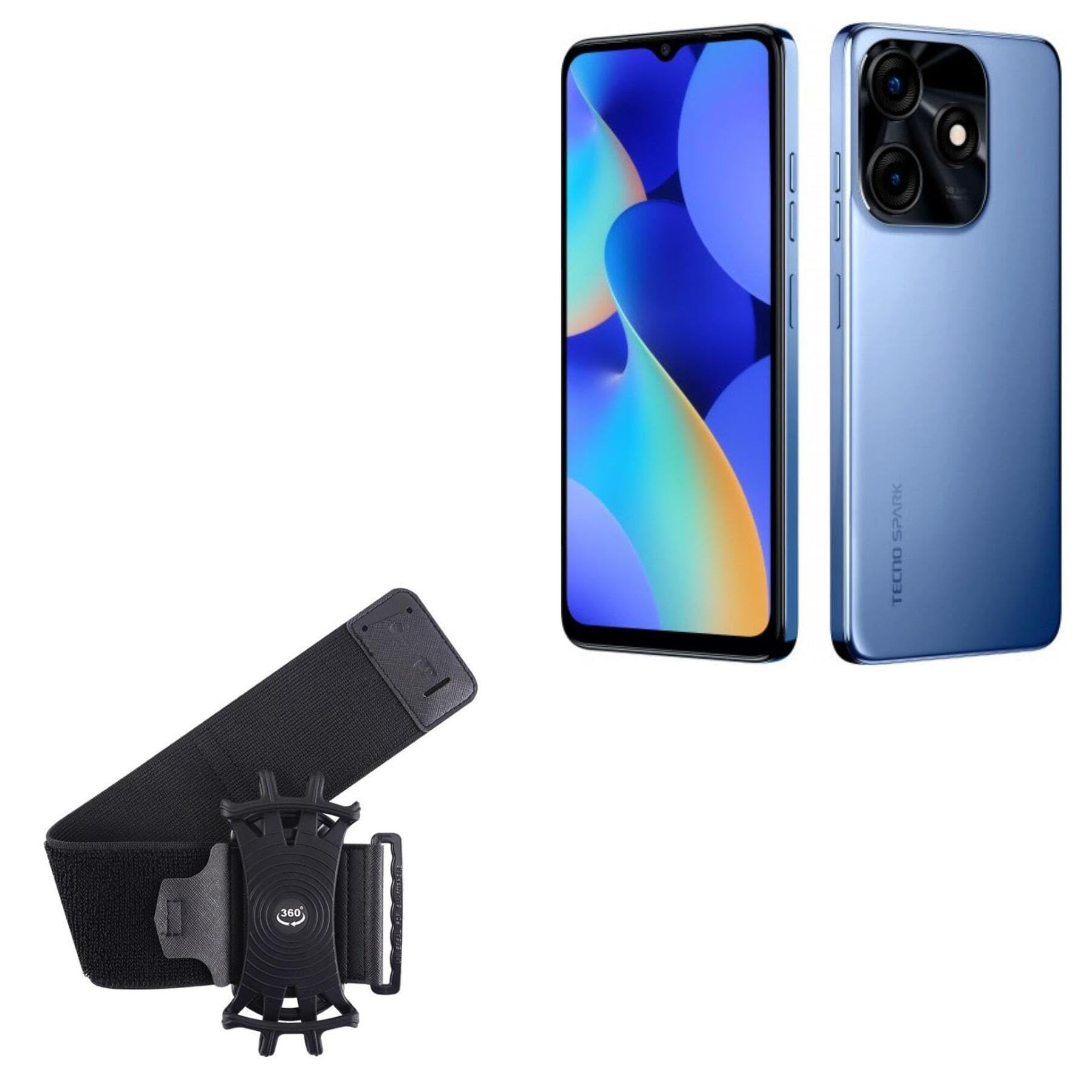 BoxWave Holster Compatible with Tecno Spark 10C - ActiveStretch Sport Armband, Adjustable Armband for Workout and Running - Jet Black