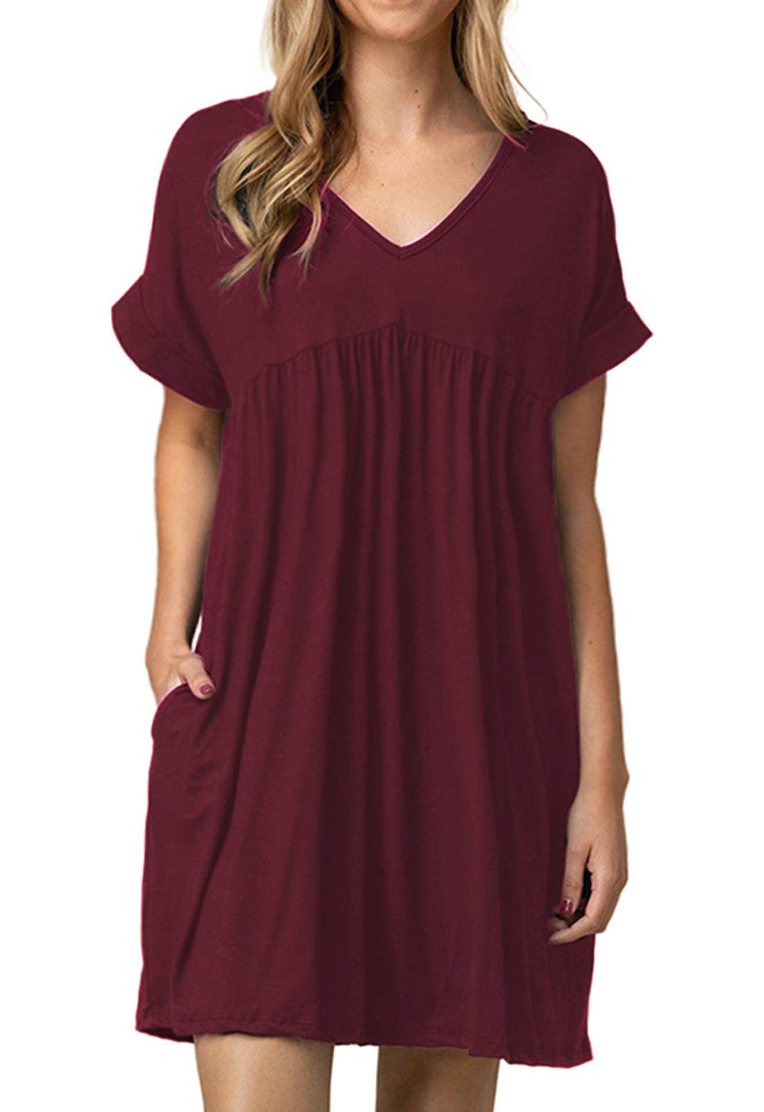Jayscreate Women's Baby Doll Summer Casual T Shirt Flowy Short Sleeve Dress