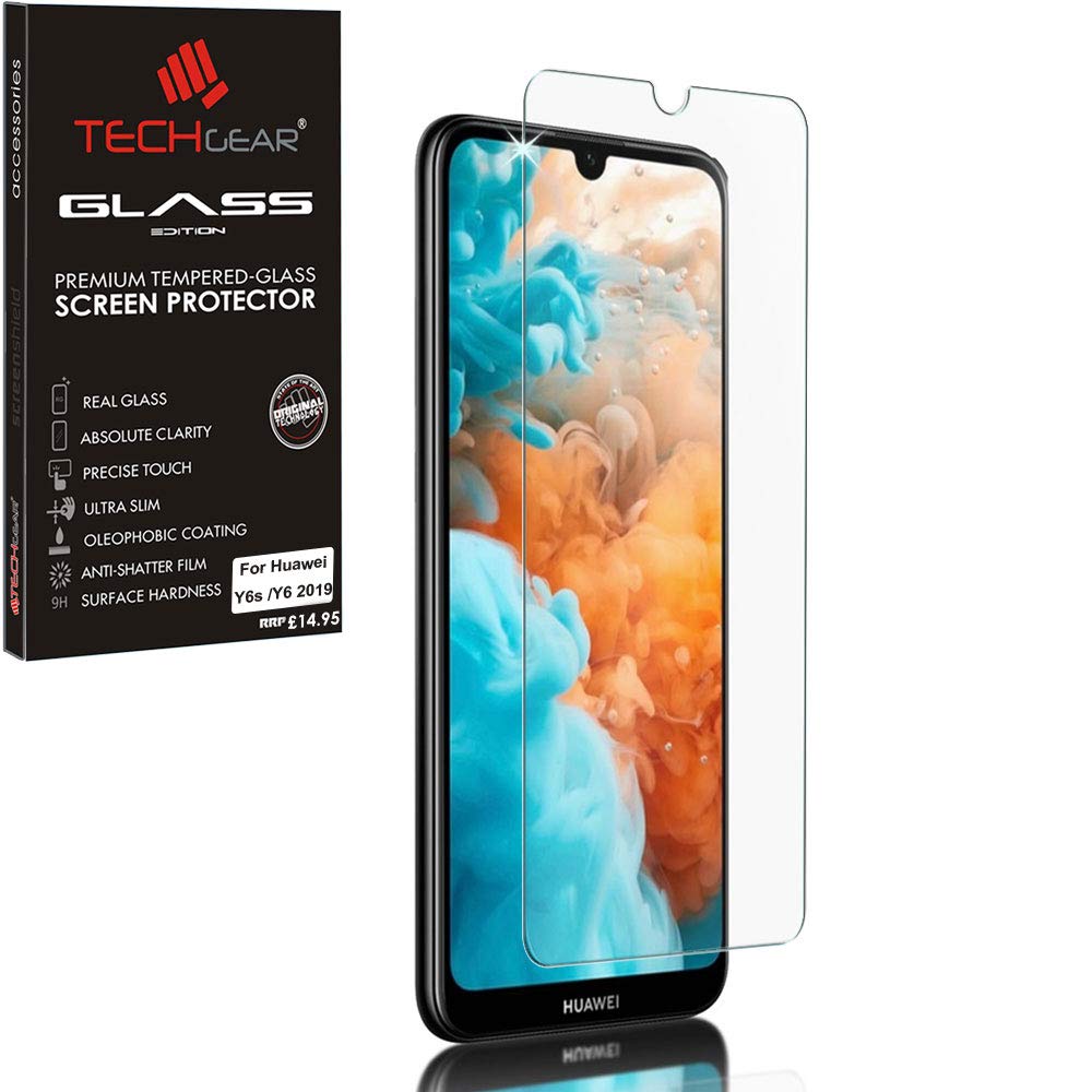 TECHGEAR GLASS Edition Screen Protector Compatible with Huawei Y6s / Y6 2019, Tempered Glass Screen Protector Cover [2.5D Round Edge] [9H Hardness] [Crystal Clarity] [Scratch-Resistant] [No-Bubble]