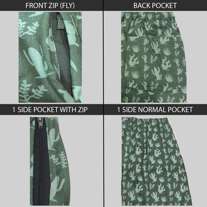 Image of Men's Cotton Shorts Waistband, Zip Fly, 1 Zip Pocket, Back Pockets (Pack of 2)