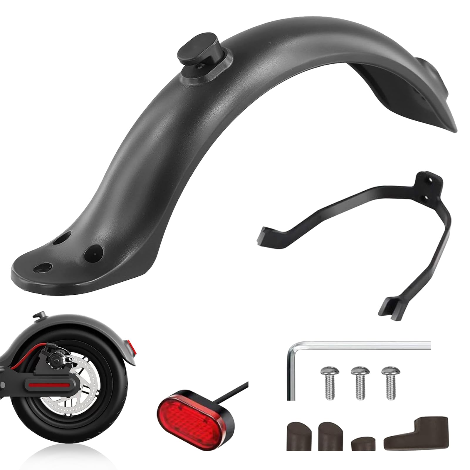Guardabarros trasero Scooter eléctrico, E Scooter Guardabarros Trasero Compatible para Xiaomi E Roller Mi M365 1S Pro 2
