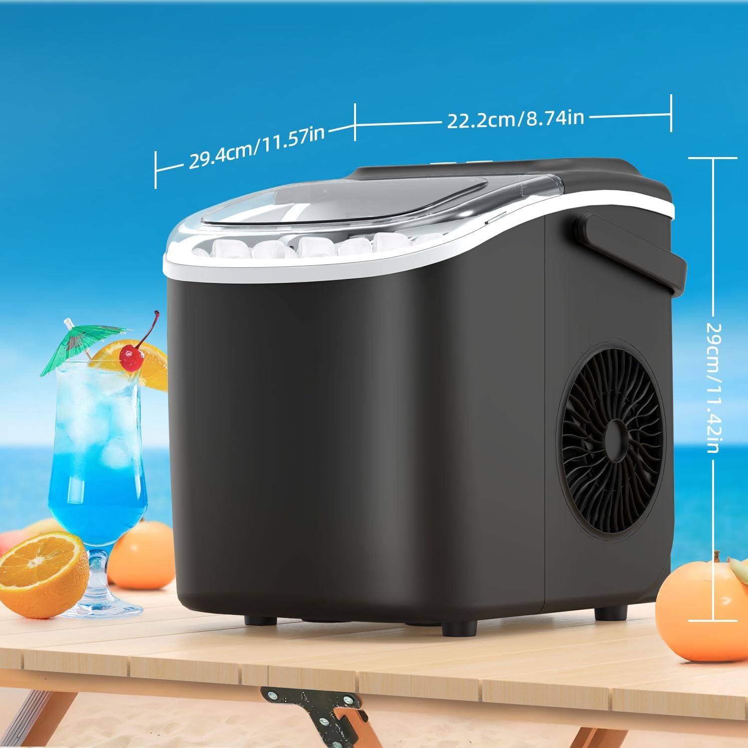 Máquina De Hielo Para Casa, PALINTH Maquina Hacer Hielo, 9 Cubitos de Hielo en 6 Minutos Maquina Hielo Domestica para Casa/Cocina/Oficina