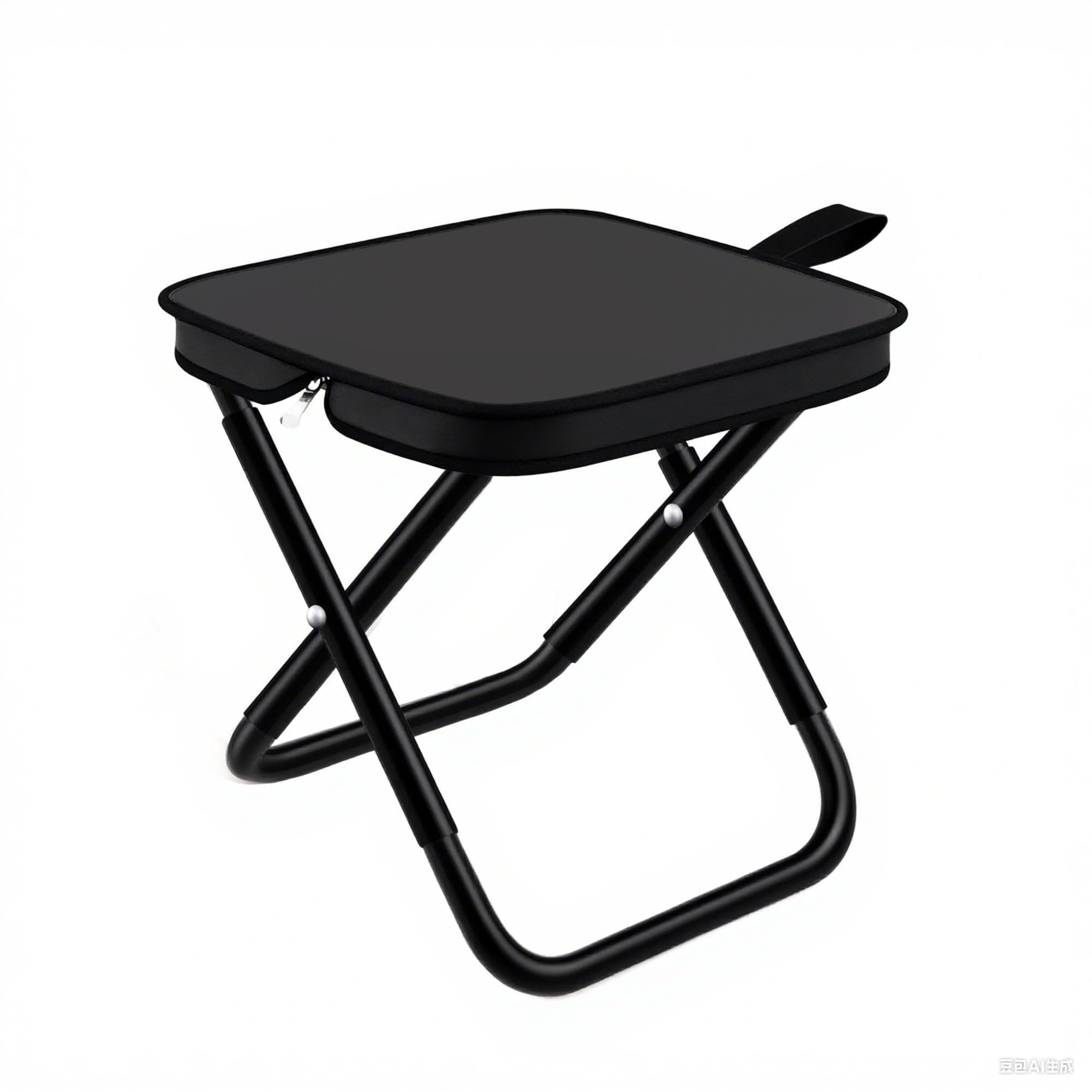 2 Pack 12inch Folding Stool Portable Camping Chairs with Carry Bag for Outdoor Mountaineering Fishing Hiking Hunting Foot Stool Mini Travel Chair (Black)-image-47