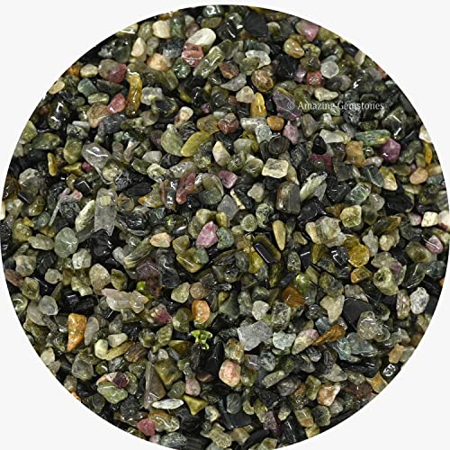 Image of Amazing Gemstone Multi Tourmaline Crystal Chips Aquarium Gravel Rocks - Bulk Fish Tank Gravel, Small Tumbled Stone and Tiny Crystals for Decoration (Natural AAA Grade Gemstones)