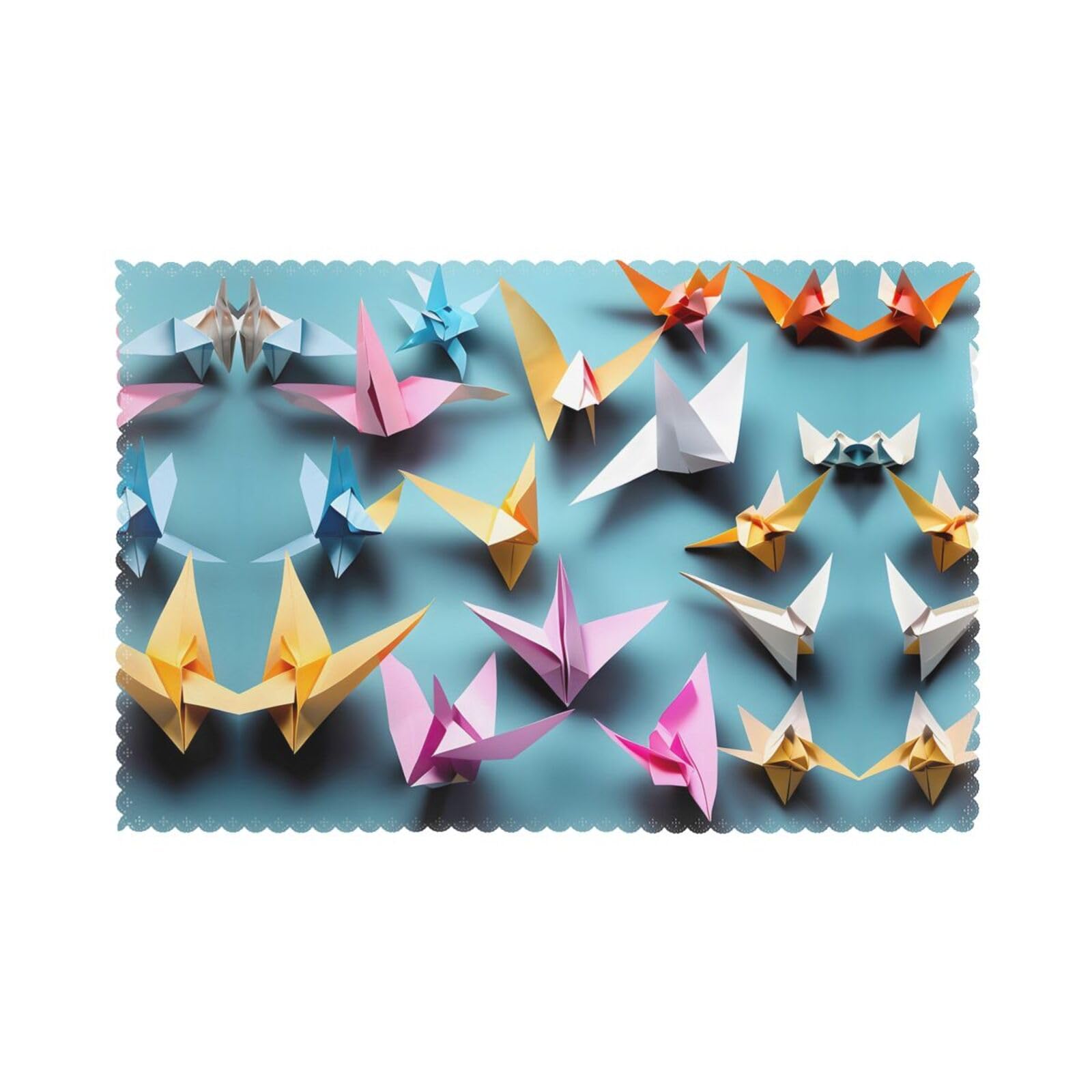 Origami Paper Cranes Christmas Placemats Set of 6,Washable Table Mats