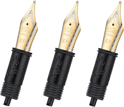 3 PCS Jinhao Fountain Pen Extra Fine Nib #6 Size for 100, 9036, 9056, X350, X850 Series, Golden Color