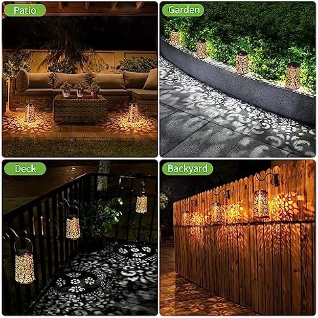 JSOT Solar Lanterns - Solar Lanterns Lights Outdoor Waterproof Gift for Women Mom Grandma, Metal Hanging Lights Decorative for Patio Garden Yard Backyard Porch Table Tree , Cool/Warm Light, 2 Pack
