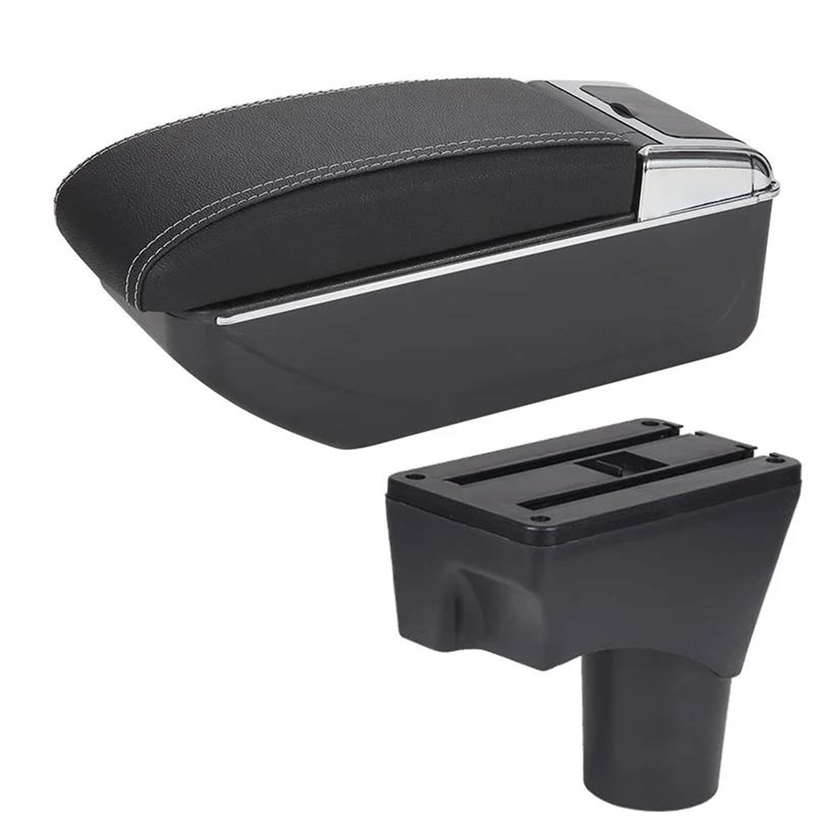 NOHEEU Car Armrest Special Storage Box Modification Parts For March For Micra K13 For Sunny 2010-2022(D3 Black white No USB)