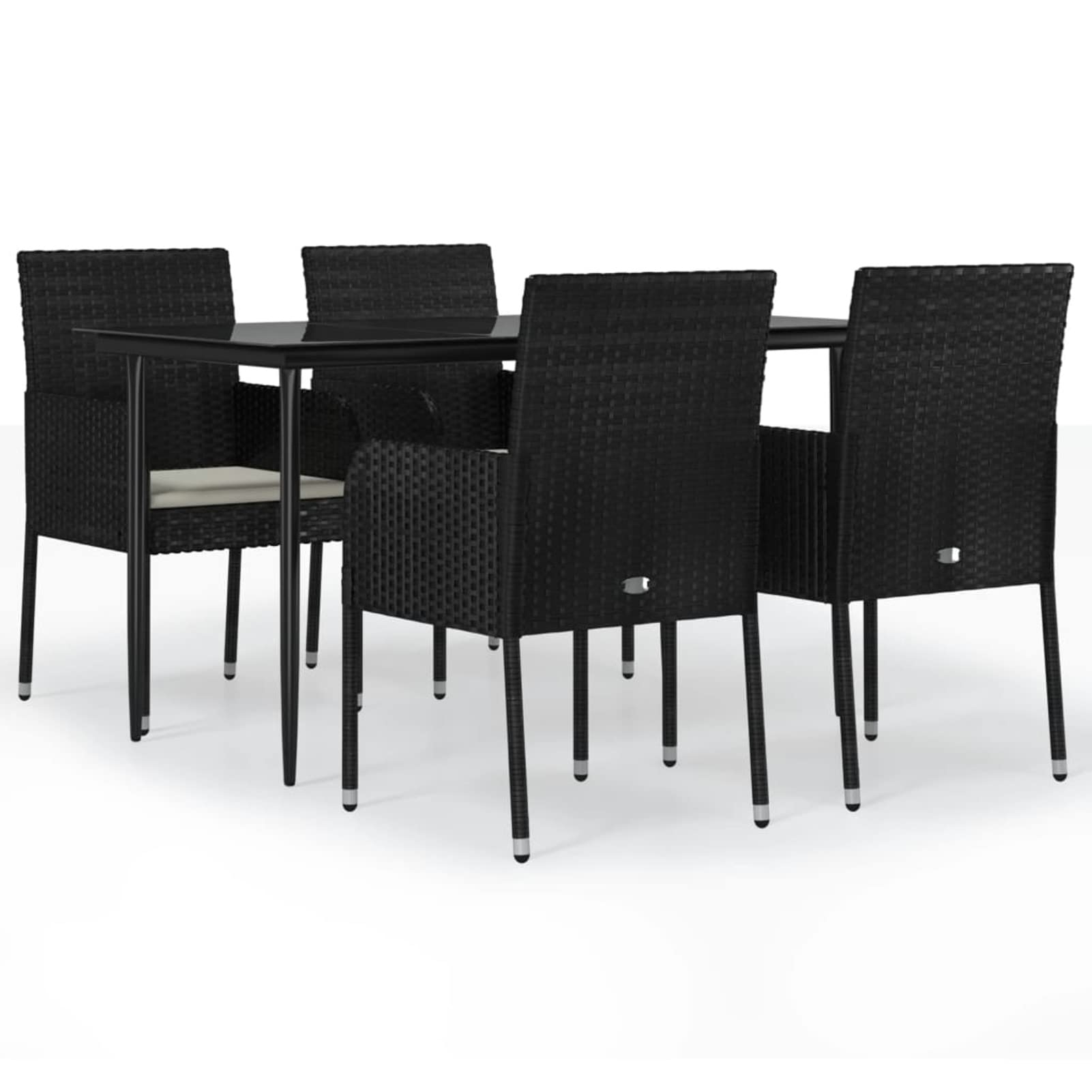 3185145 Set da Pranzo da Giardino 5 pz Nero con Cuscini in Polyrattan Testata in Legno,Testata Letto Matrimoniale Muebles Dormitorio Spalliera Letto Testiere per Letto Matrimoniale