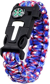 TecHong Sports Camo Paracord Bracelet - 5 in 1 Survival Casual Wristband with Multi Emergency Tools Compass, Flint, Whistle for Wilderness Hunting & Fishing