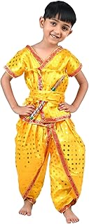 BookMyCostume Baby Krishna Kanha Kanhaiya Dhoti Kurta Polka Dots with Flute Kids Fancy Dress Costume 0-6 months