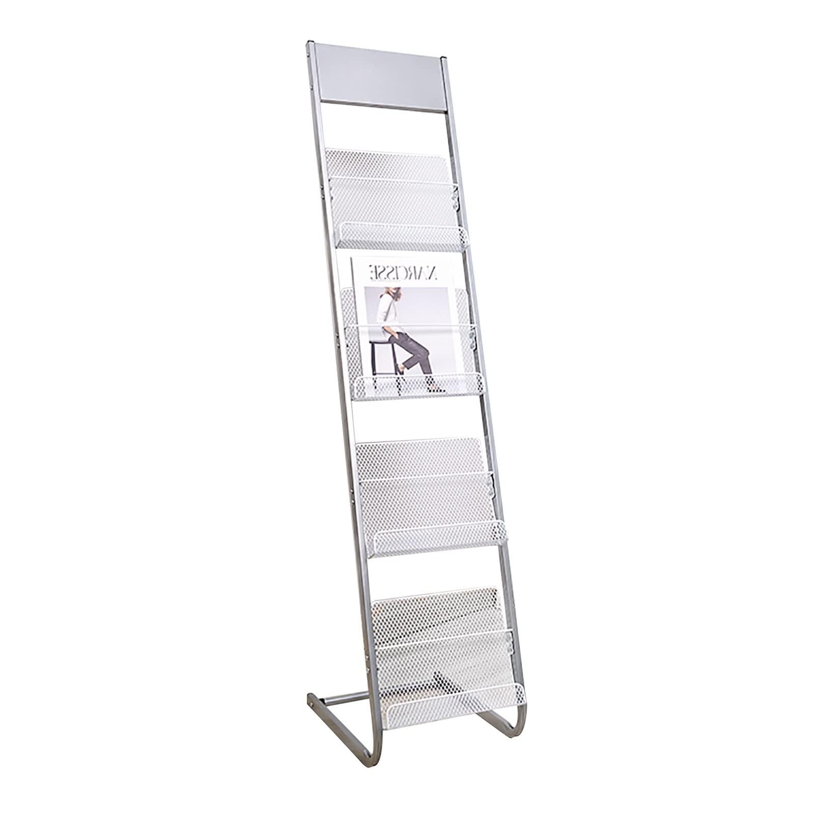 Generisch Bodenständer, Zeitschriftenständer, Wohnzimmer-Zeitschriftenhalter, L-förmiger Broschürenständer, für Büro/Ausstellungsraum/Hotellobby/Schule (Farbe: Schwarz)