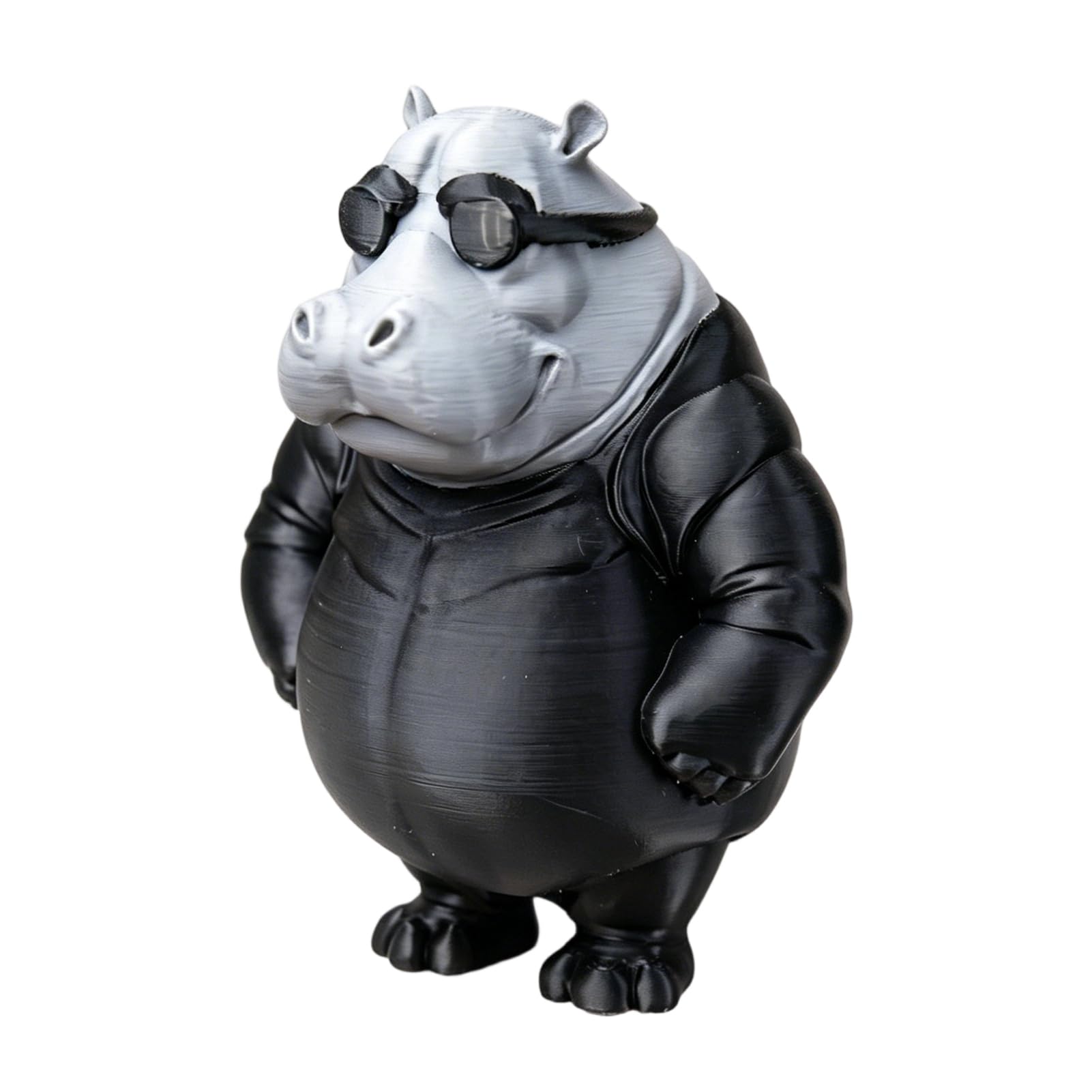 Glifora Funny Cool Hippo Figurine - 3D Printed Hippopotamus in Sunglasses Statue, Novelty Animal Sculpture for Home and Office Desk Decor