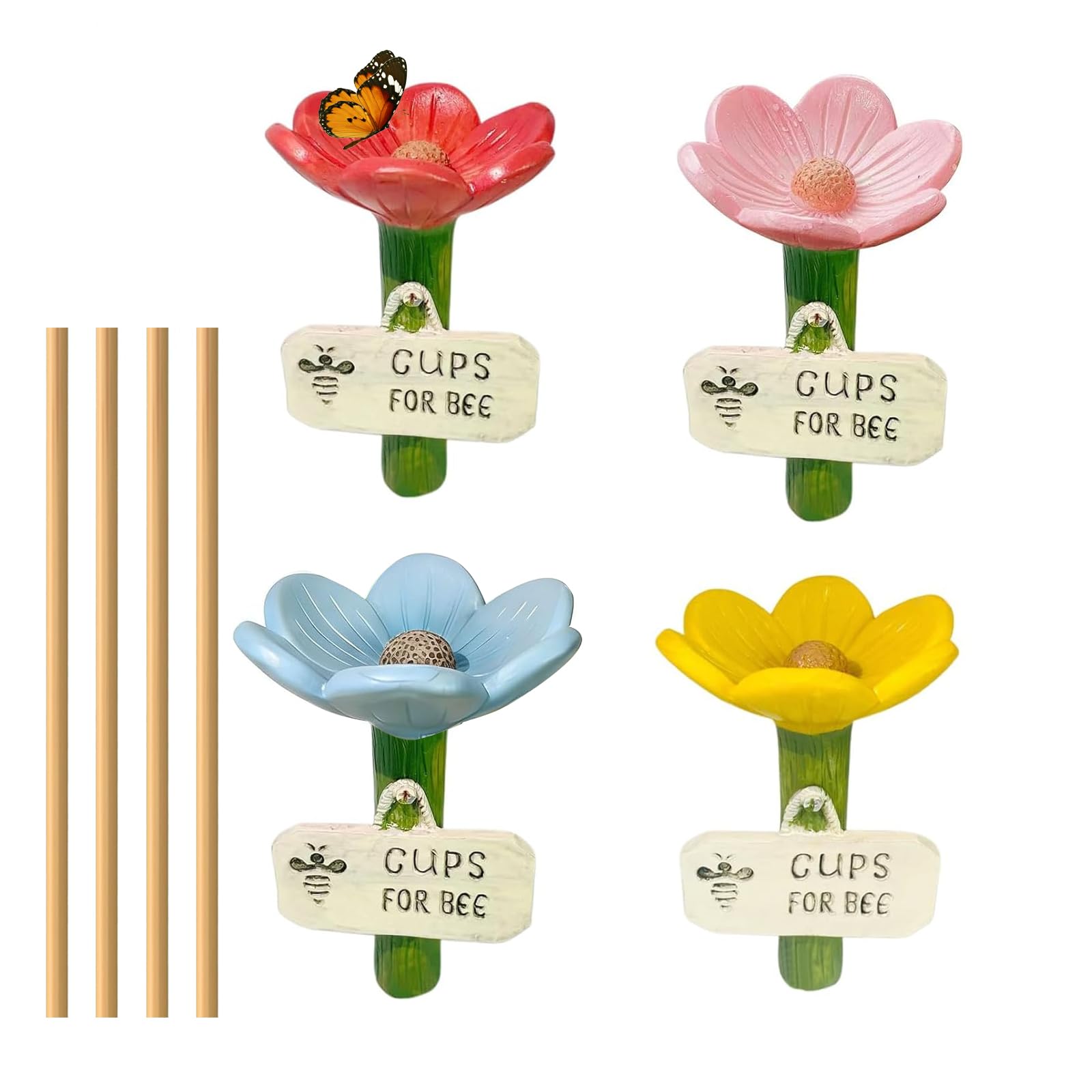 LATRAT Lot de 4 abreuvoirs à insectes, abreuvoir d'abeilles pour le jardin, station d'irrigation des abeilles en plein air, gobelets sûrs pour les abeilles et les papillons