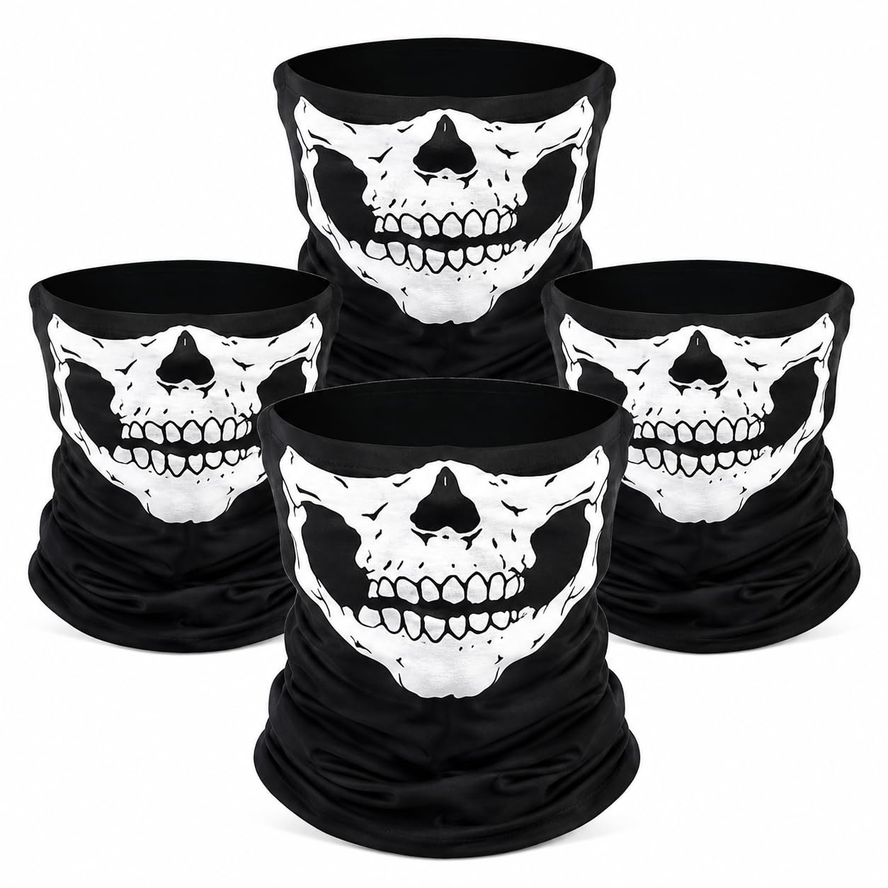 enignic Balaclava Skull Ghost Face Mask 4Pcs Neck Gaiter for Men Skeleton Motorcycle Gator Call of Duty Ghost for Outdoor Sports Black, Medium-picture-26