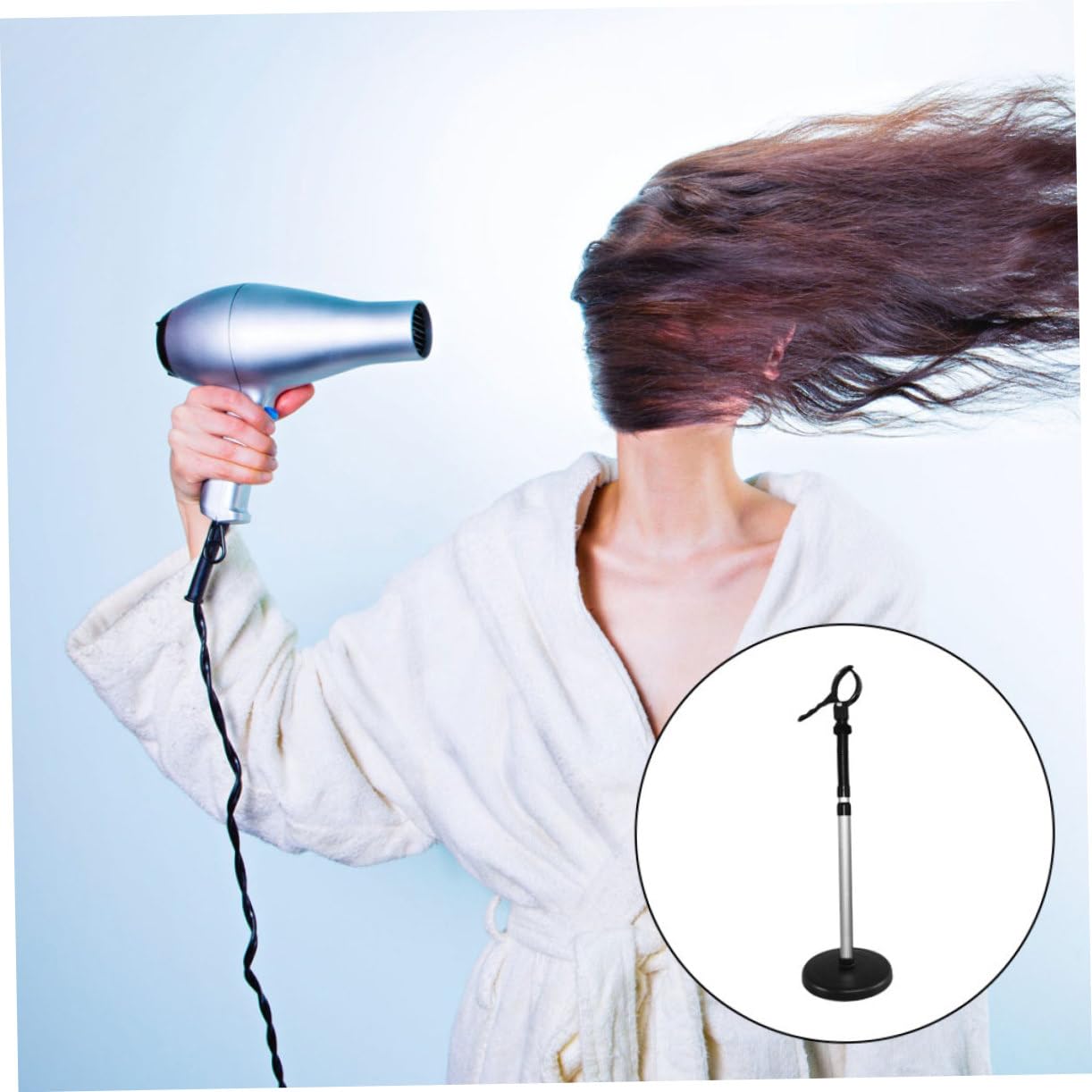 Housoutil Supporto per Asciugacapelli Nero con Ventosa, Rotazione 360° e Uso Mani Libere, Facile da Montare per Asciugatura e Styling