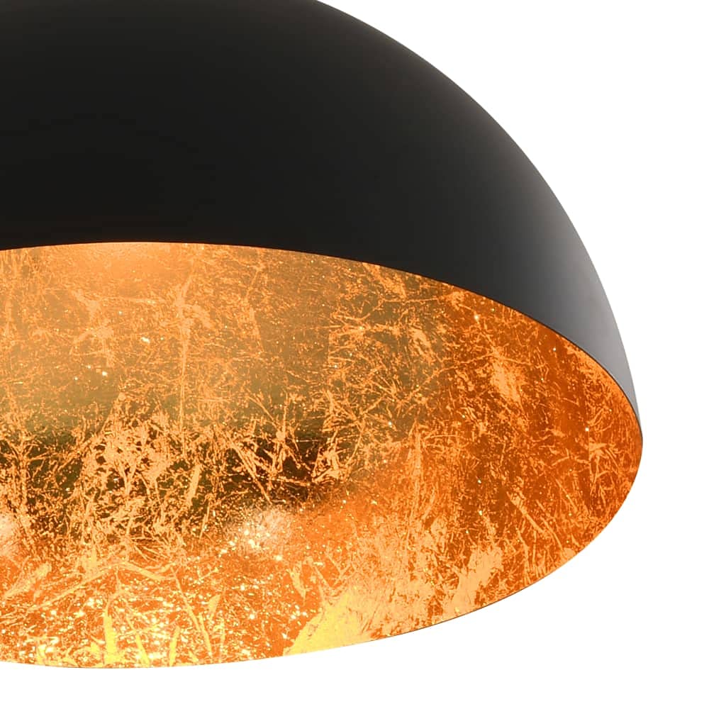 vidaXL 2x Lámparas de Techo Semiesféricas Iluminación Hogar Uso Residencial o Comercial Diseño Moderno Elegante Sencillo Decoración Negra y Dorada E27