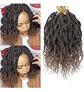 (6Packs)Wavy Senegalese Twist Crochet Hair Braids Wavy Ends Synthetic Hair Extension Curly Croche...
