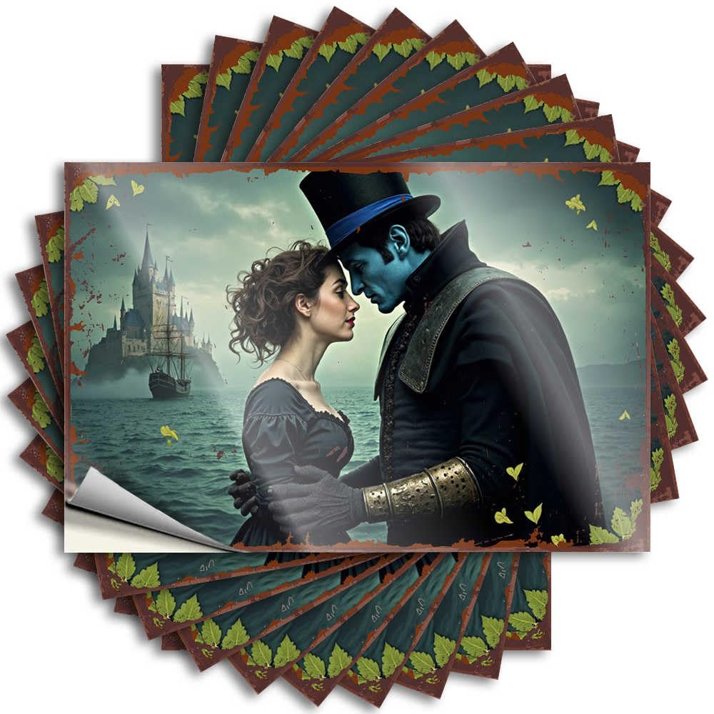 Sticker Retro Kitchen Decor Custom Stickers, Cover Waterproof Victorian Romance By The Sea: A Gothic Tale Unfolds for Hydro Flask | Unique Vinyl Decals for Water Holiday Gift(8X12CM)