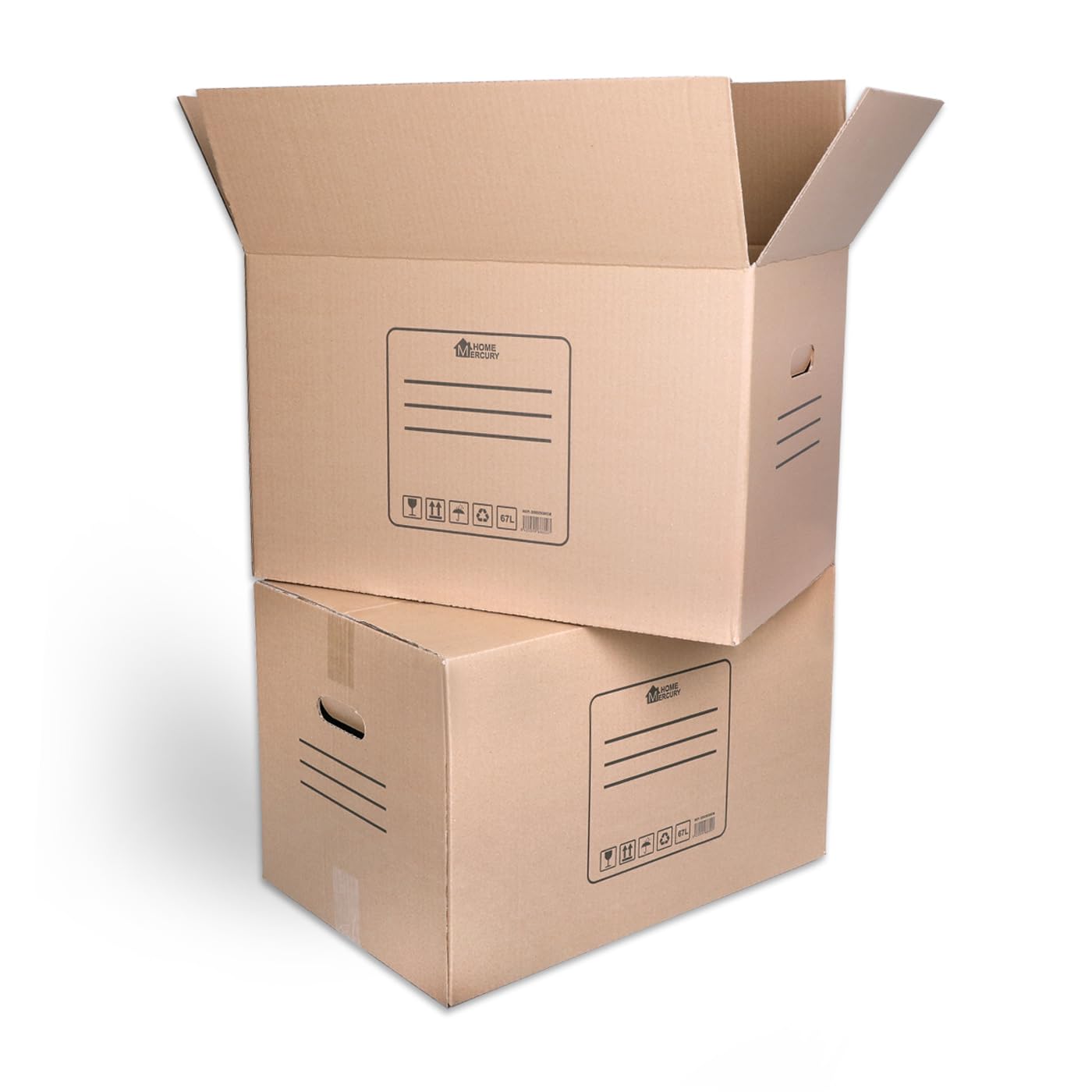 MERCURY - PACK 10/20 Cajas mudanza y Almacenaje Ultra Resistentes,cajas carton con Asas para fácil manejo,box grandes y pequeñas,Alta Resistencia,Reutilizables (10 Cajas 43x30x25CM 32Litros)