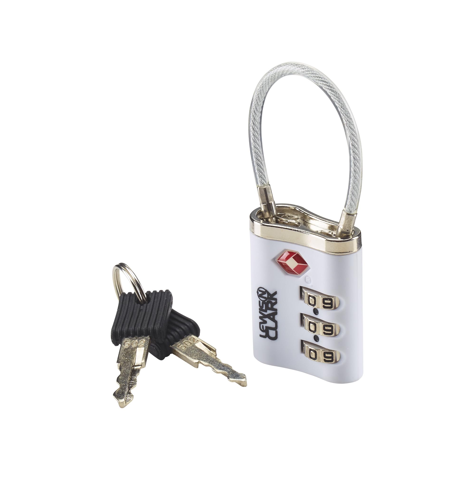 Lewis N Clarks Travel Sentry Cable Lock mit Keys Gepäckschloss, Silber