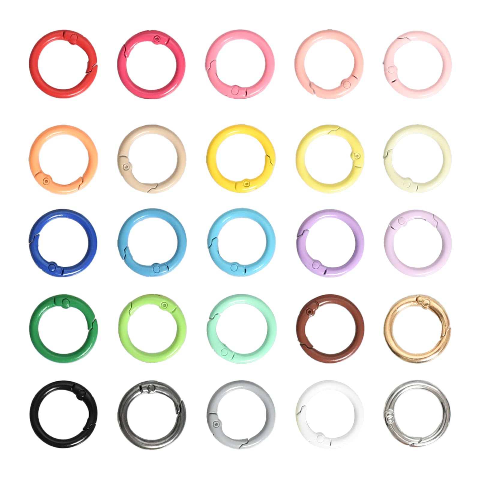 50 PCS Metal Rings Key Ring Clips - 25 Colors Zinc Alloy Snap Clips with Iron Spring for DIY Craft Keychain (24mm)