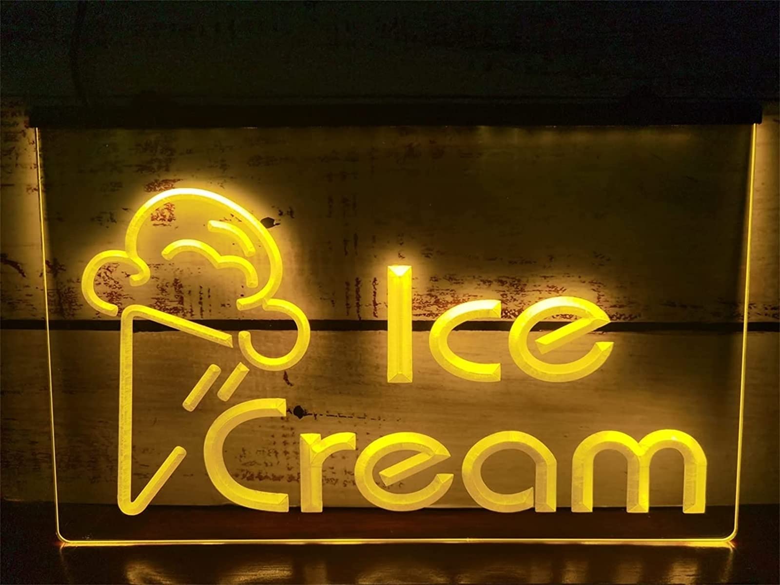Ice Cream Neon Sign Led Modeling Light Luminous Letters Signboard Acrylic Panel Neon Decorative Light,60x40cm (Color : Yellow, Size : 60x40cm)
