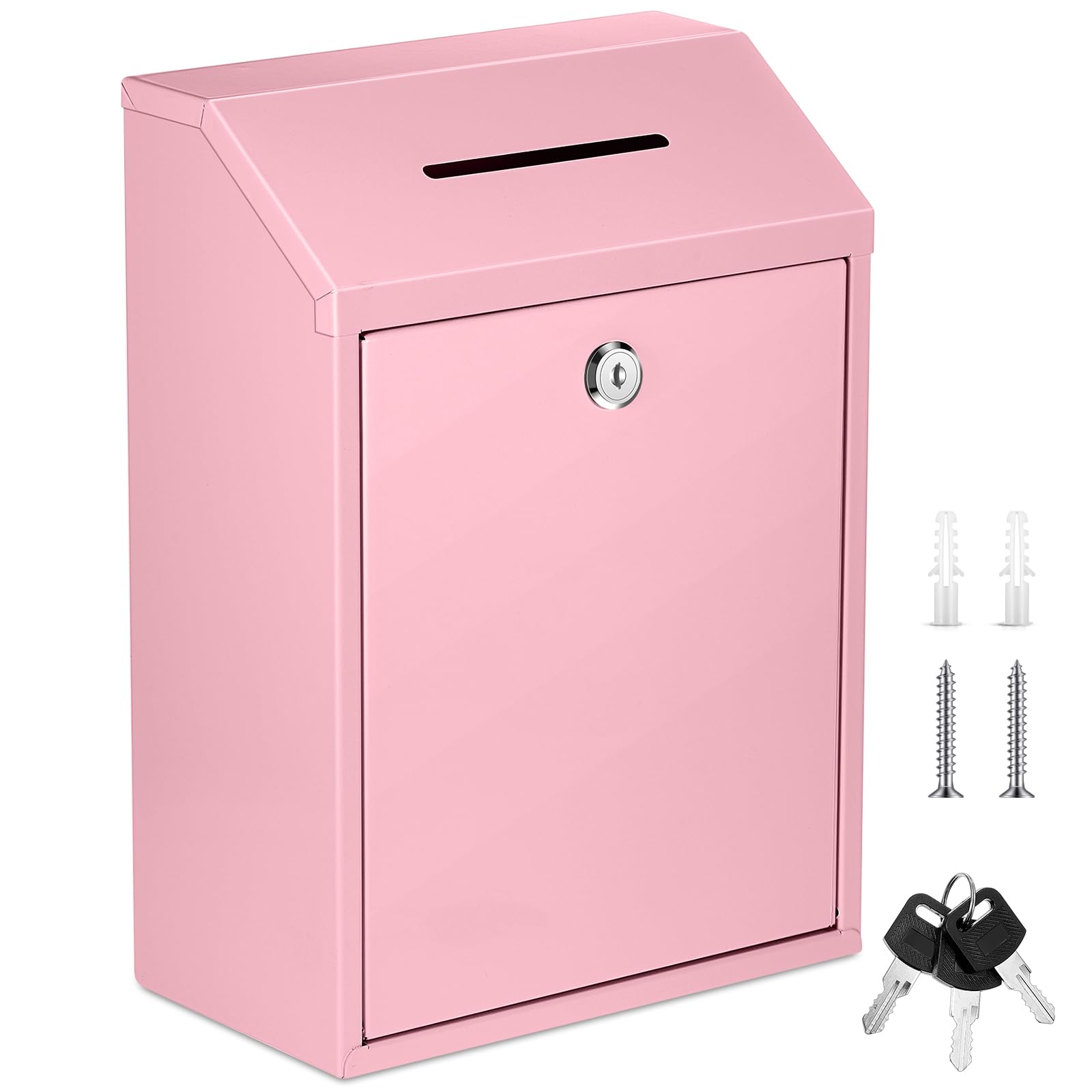 Yaocom Metal Money Donation Cash Box Collection Safe Suggestion Box with Lock Wall Mounted Mailbox Delivery Ballot Container for Home Office Outdoor