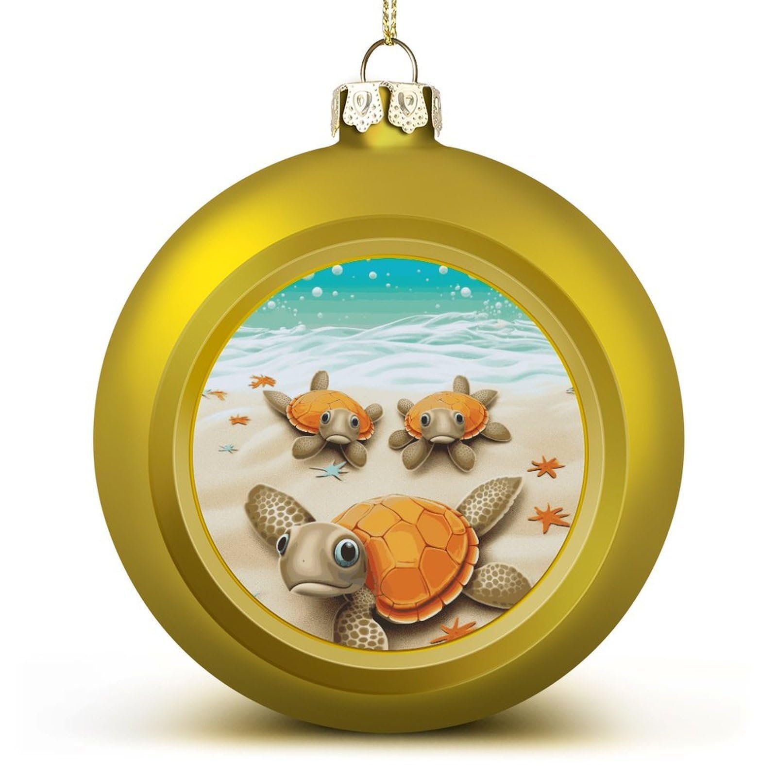Boule de Noël tortue et étoile de mer pour décoration de sapin bord de mer