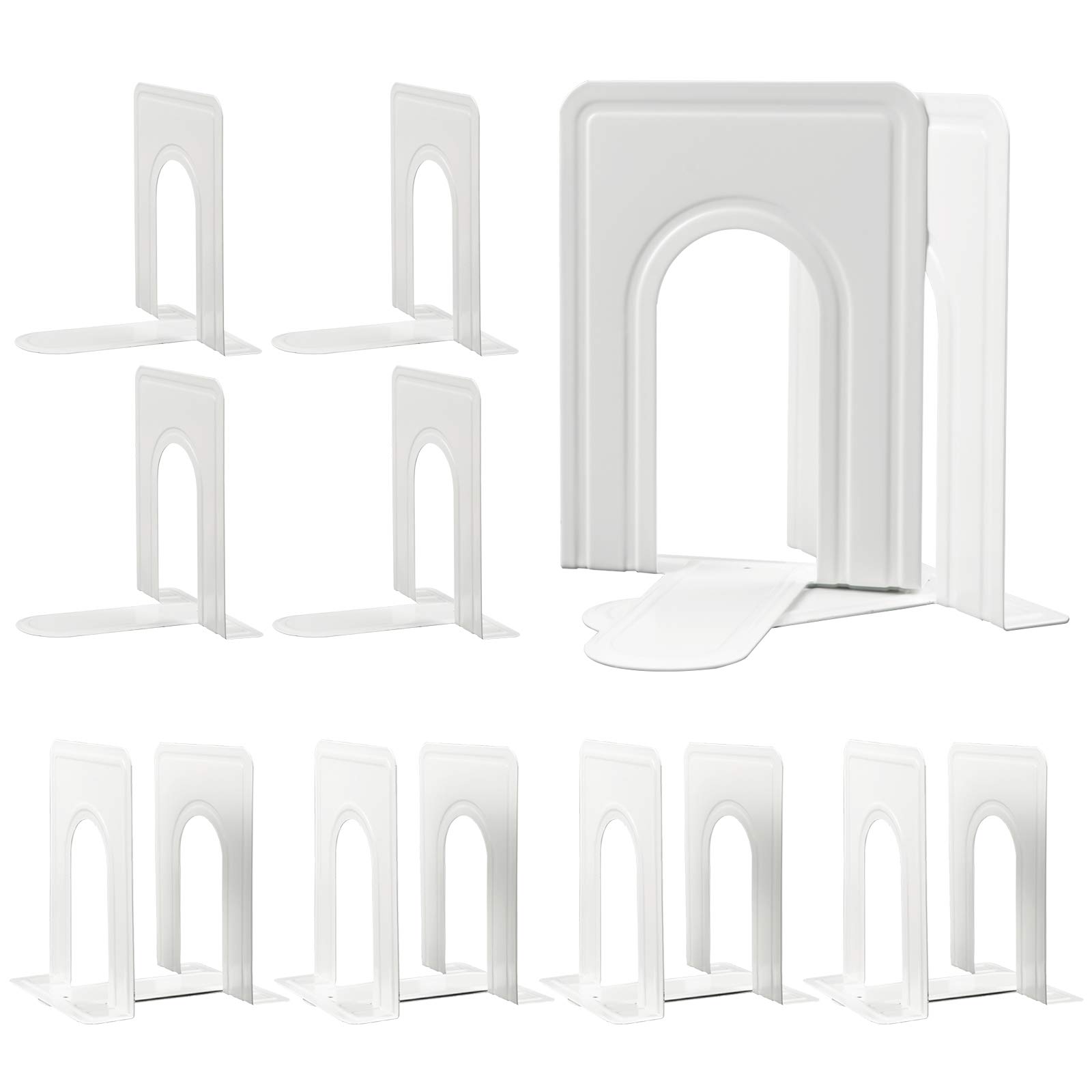 HappyHapi Book Ends, Non-Skid Metal Bookend Supports for Shelves, Heavy Duty Book End, Office Book Stopper, 6 x 5 x 6 Inches, 14 Pieces / 7 Pairs (