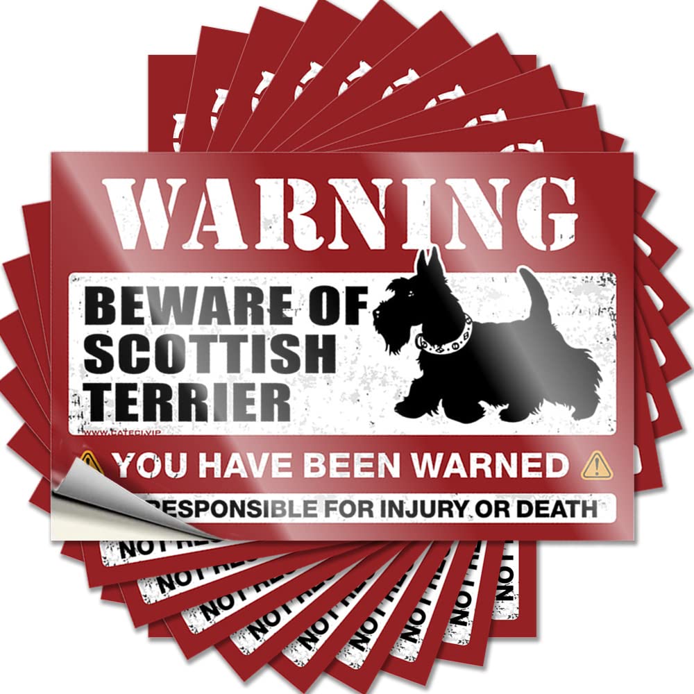 Camping Decor for Camper Saying - Inspirational Fishing Door Beware of Scottish Terrier(8X12CM)