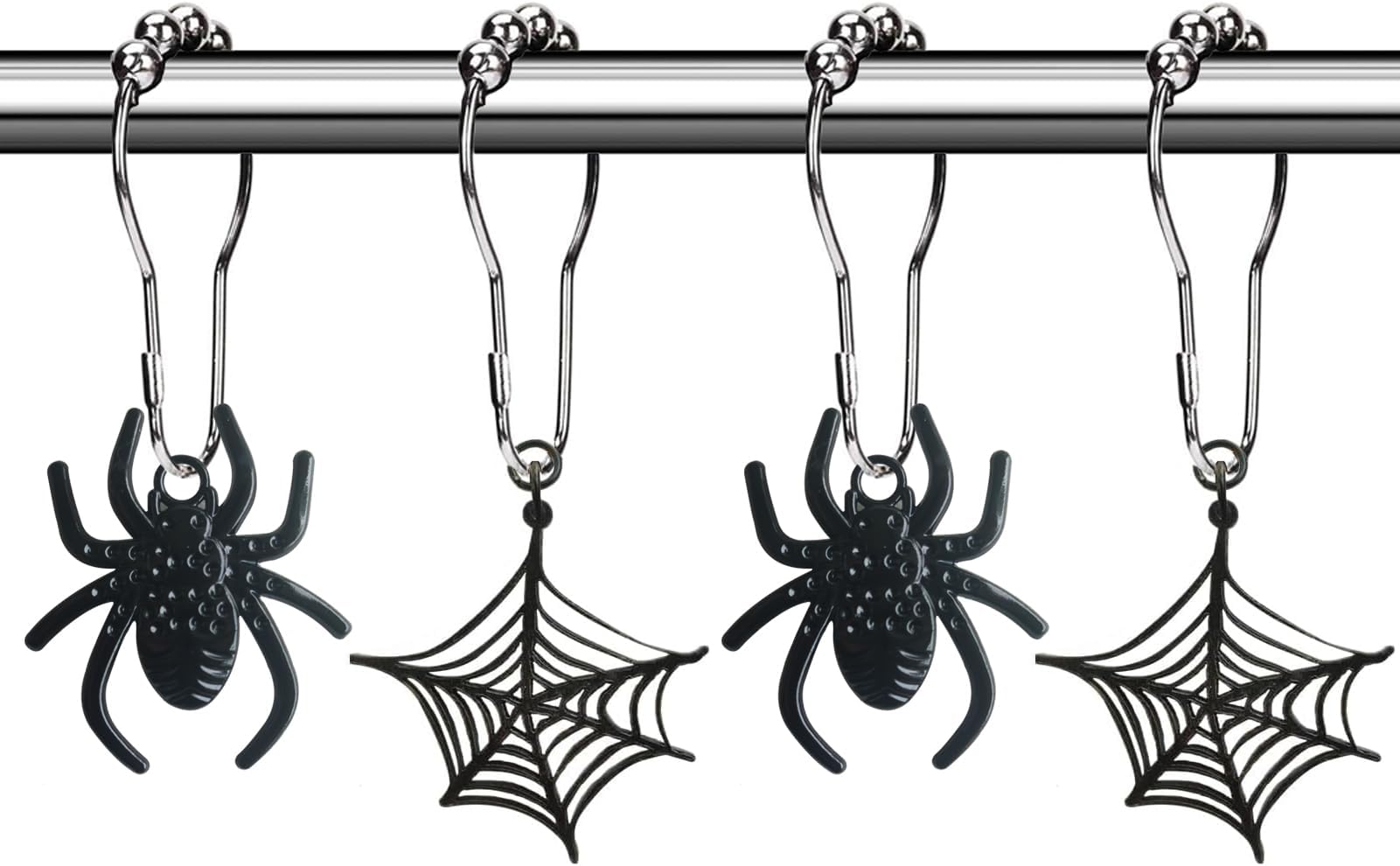 AnyDesign 12Pcs Halloween Ghost Shower Curtain Hooks Black