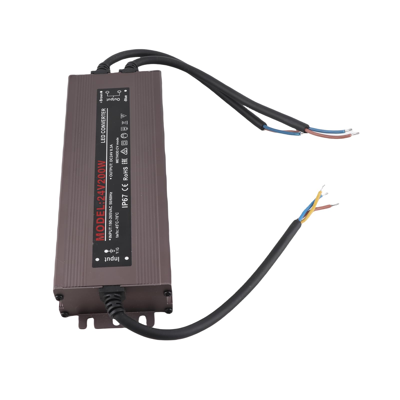 Tnfeeon Driver LED 24 V 120 W, Alimentatore Resistente all'Acqua per Strisce LED, Uso Esterno con Connettore per Insegna Lightbox (200W)