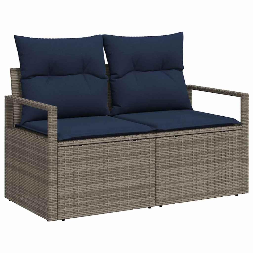 Ensemble de canapés de Jardin en polyrotin Gris 7 pcs modulable, Comprenant Coussins, sièges et Table pour Salon extérieur terrasse Balcon, détente et Repas