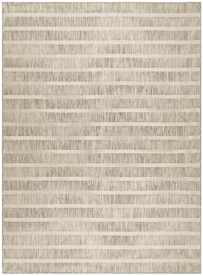 Pemberly Row Contemporary 8' x 10' Fabric Grey Ivory Area Rug