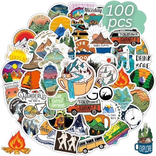 Adeela 100pcs Adventure and Outdoor Camping Stickers Pack for Water