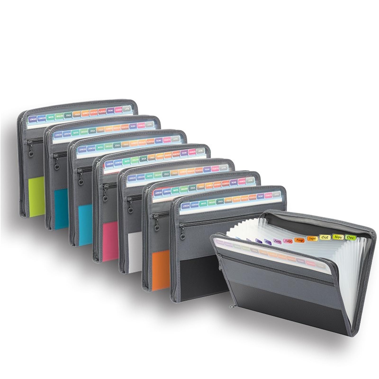 Organizador De Archivos En Acordeón Con Cremallera Segura Para Oficina | Carpeta de archivos expandible de 13 bolsillos con estuche frontal for lápices, material de oficina escolar(Blue)