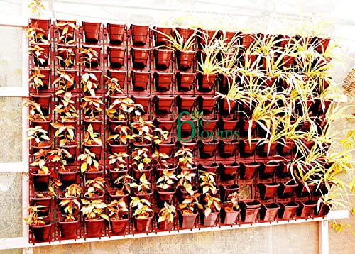 Image of Bio Blooms Agro India Pvt.Ltd.M2 Model Vertical Wall Hanging Garden Pots| 4 Panel&12 Pots | Terracota Color | Outdoor Use & Indoor Use