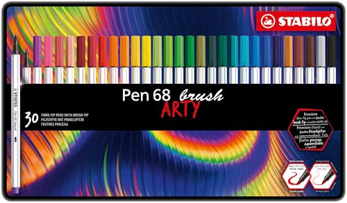 Image of STABILO Pen 68 Brush Felt-Tip Pens, 30 Colours