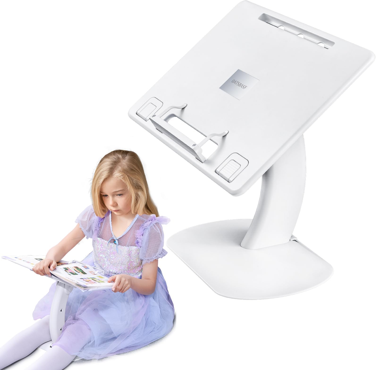 Book Stand for Reading with Book Page Holder Adjustable Book Stand for Kids, Home Office, and Travel - Ergonomic Book Holder for Reading in Bed, Couch, Desk