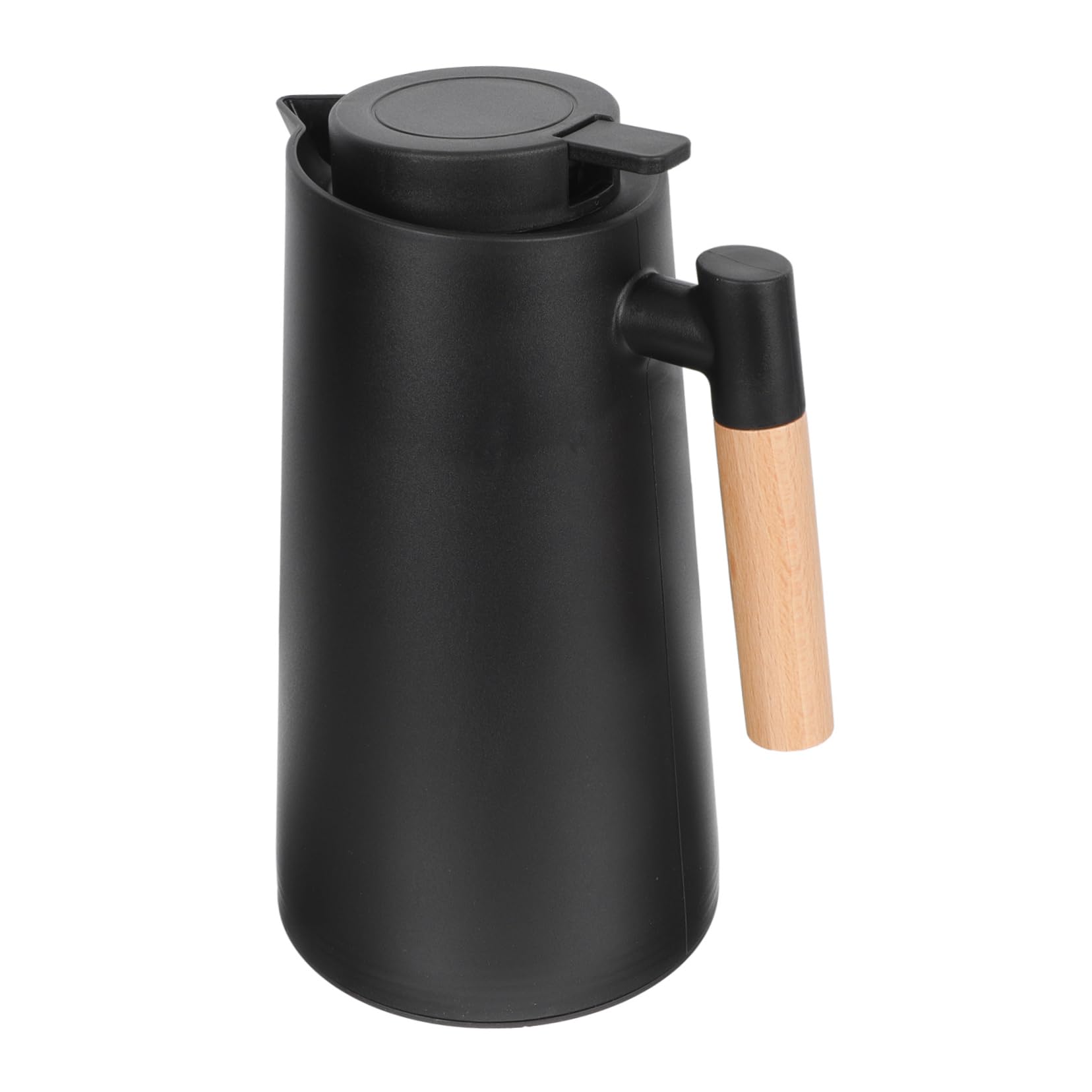 STOBAZA Kettle Insulated Hot Water Bottle Wooden Handle Black Suitable for Hot Tea Coffee Family Gatherings