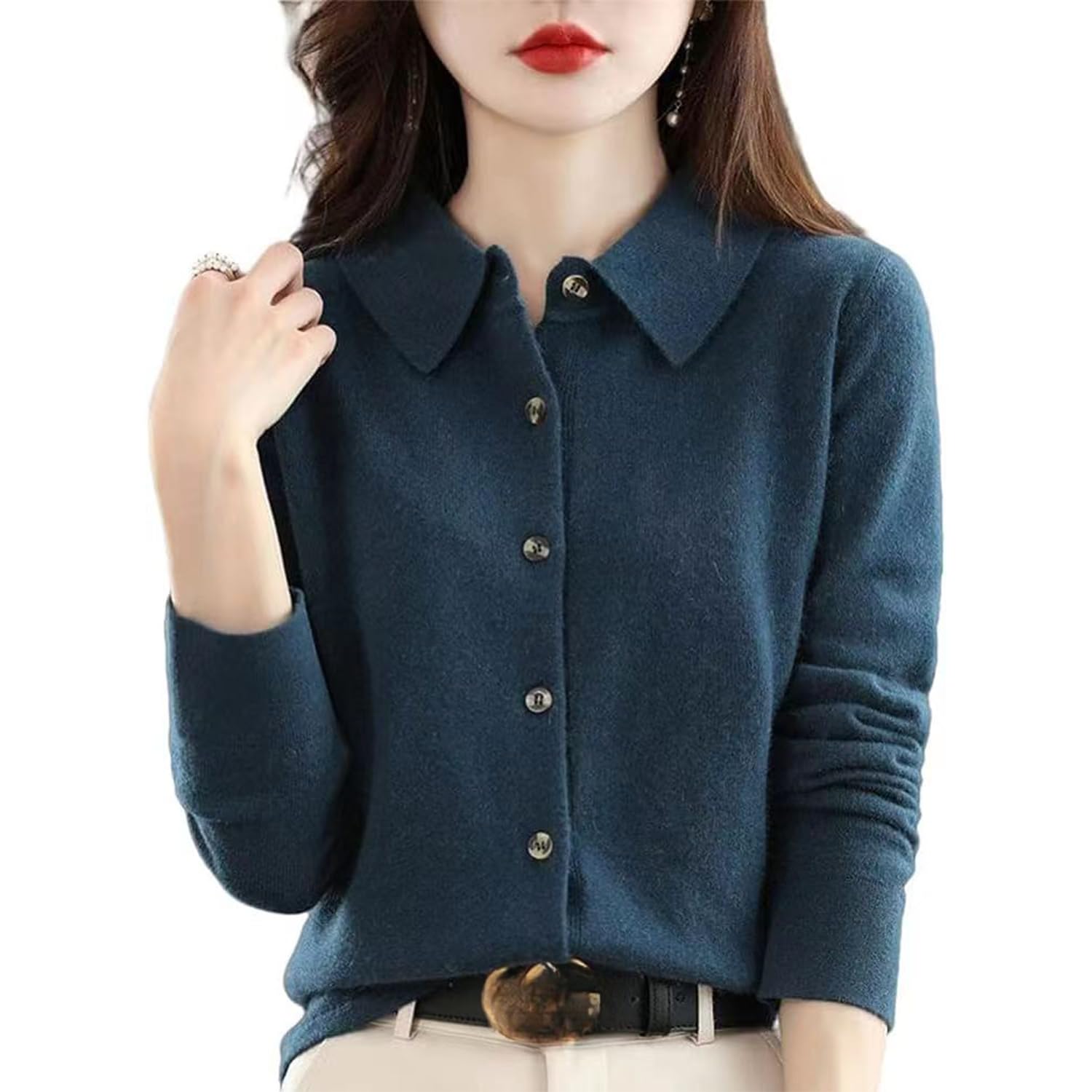 KAOBIO Women's Cardigan Sweater 2026 Fall Winter Lightweight Warm Soft Knitted Long Sleeve Button Down Shirt