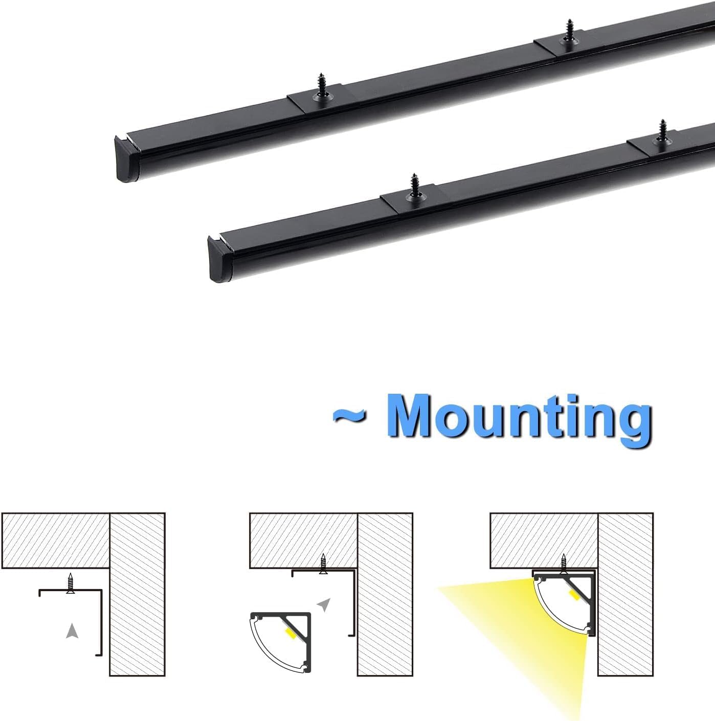 VST 20pack 3.3 ft LED Channel, V Shape Led Diffuser Channel, LED Aluminum Channel System with Black Cover, End Caps and Mounting Clips, Aluminum Profile for LED Strip Light Very Easy Installation
